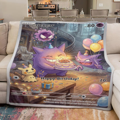 PKM Gengar Birthday Gift Custom Fleece Blanket