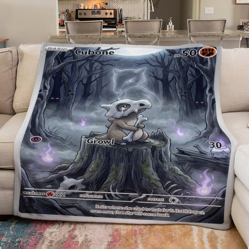 PKM Dark Cubone Custom Fleece Blanket