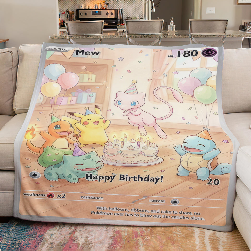 PKM Mew Birthday Gift Custom Fleece Blanket