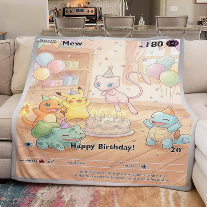 PKM Mew Birthday Gift Custom Fleece Blanket