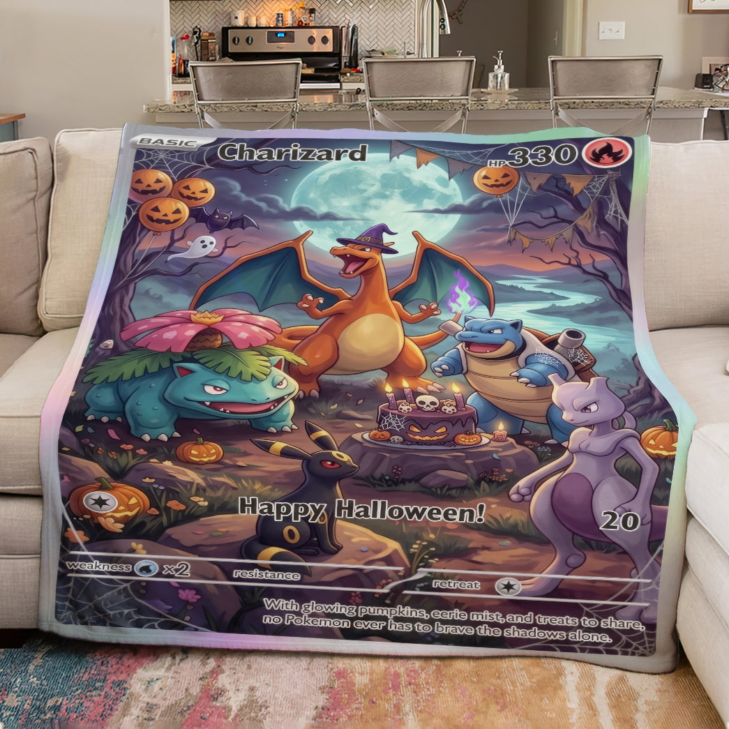 PKM Charizard Happy Halloween Custom Fleece Blanket