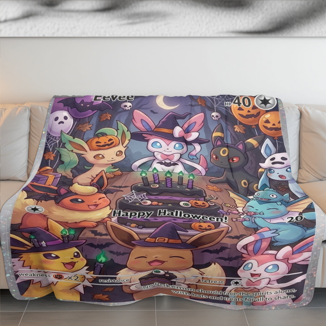 PKM Eevee Evolution Happy Halloween Custom Fleece Blanket