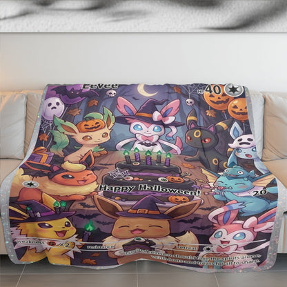 PKM Eevee Evolution Happy Halloween Custom Fleece Blanket