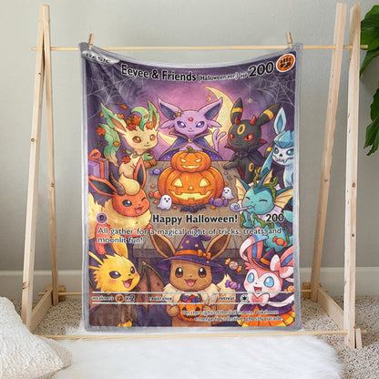 PKM Eevee Evolution Happy Halloween Custom Fleece Blanket