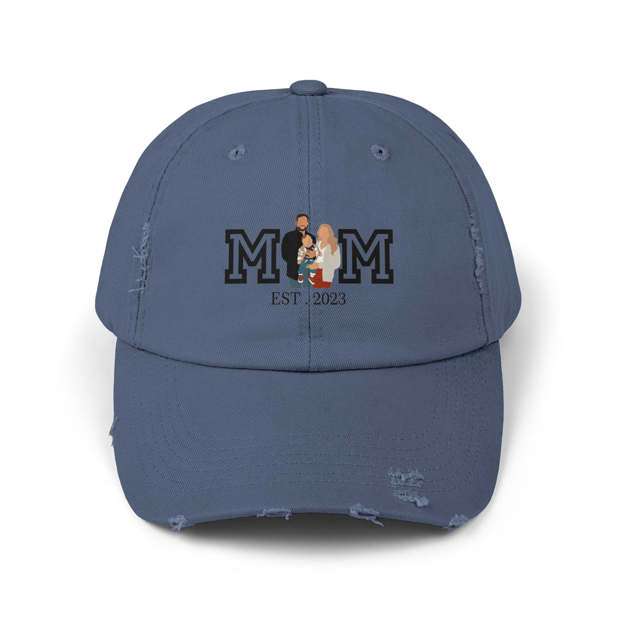 Custom MOM EST Unisex Distressed Cap