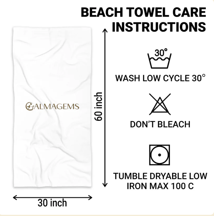 Personalized Microfiber Beach Towel Custome Name Grab Design Gift