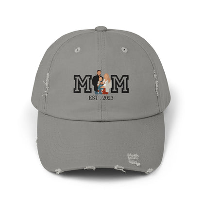 Custom MOM EST Unisex Distressed Cap