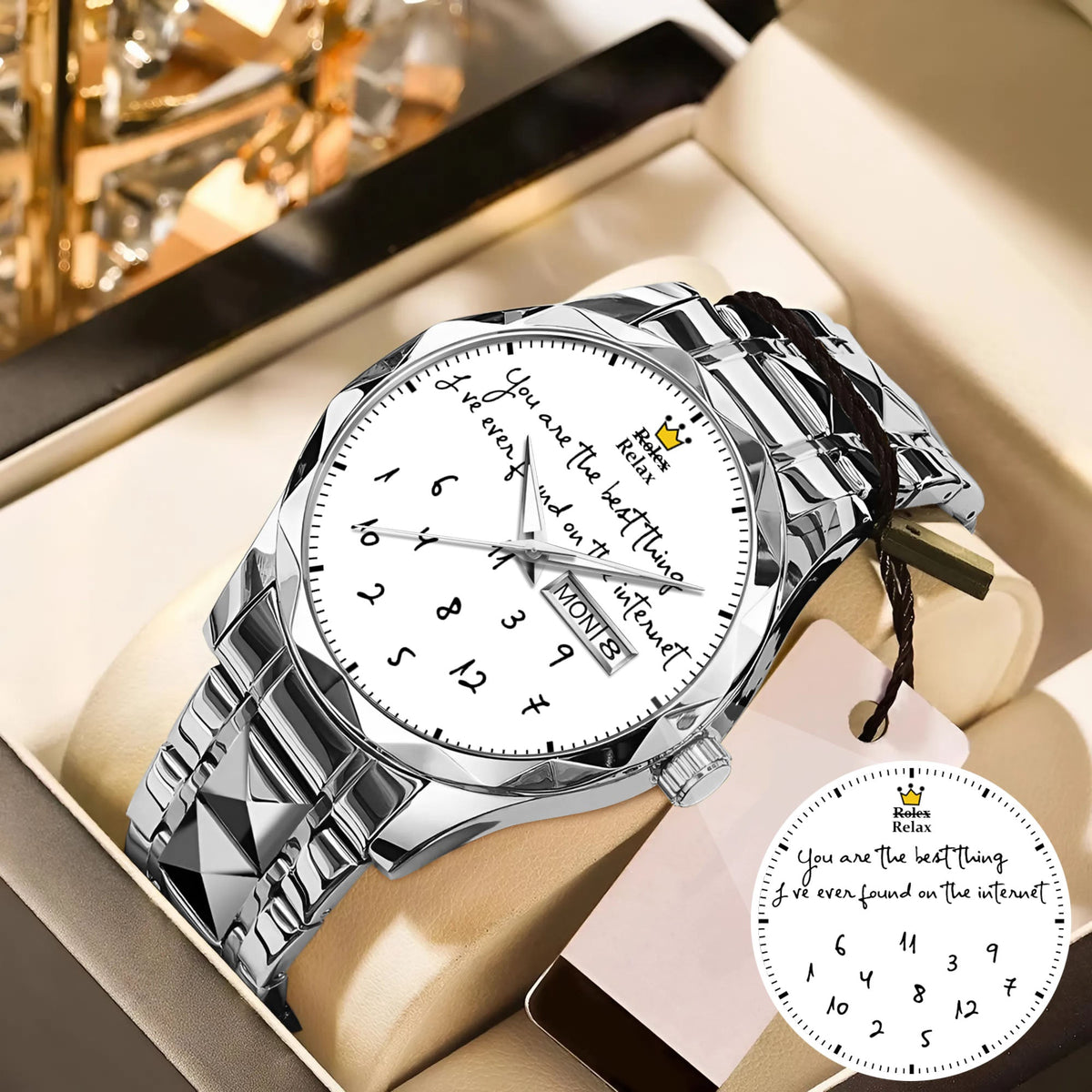 Custom Message Watch for Him – Unique Gift for Boyfriend, Husband, Anniversary & Valentine’s Day