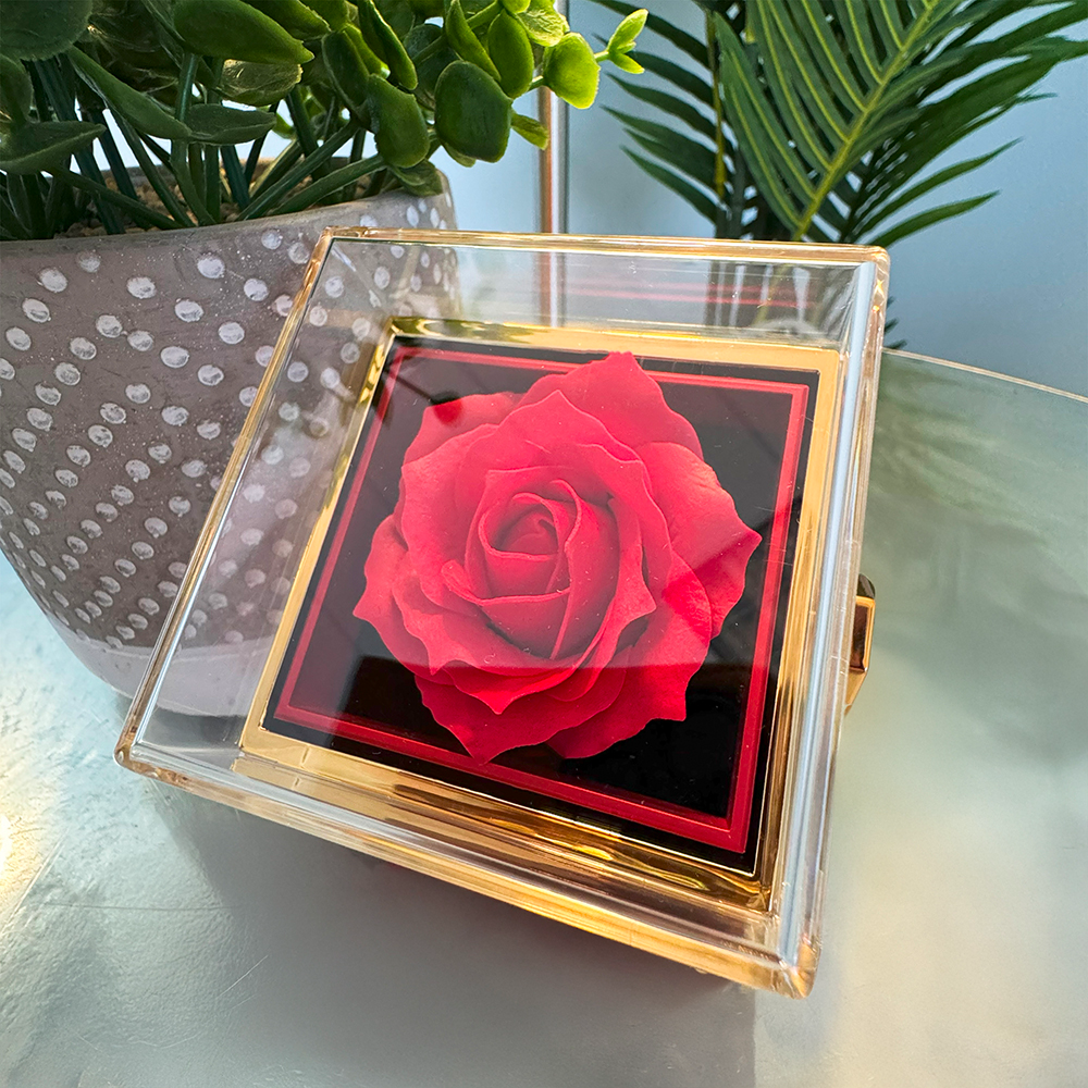 Personalized Love Knot Necklace with 3 Family Photos in Rotating Rose Gift Box for Mom