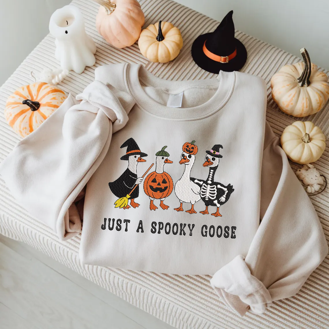 Halloween Personalized Embroidered Spooky Gooses Hoodie Sweatshirt T-Shirt