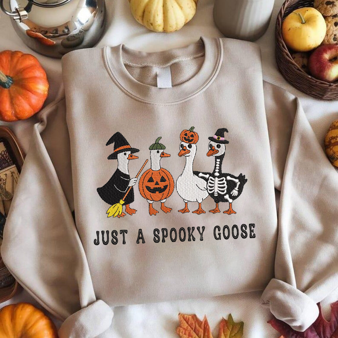 Halloween Personalized Embroidered Spooky Gooses Hoodie Sweatshirt T-Shirt