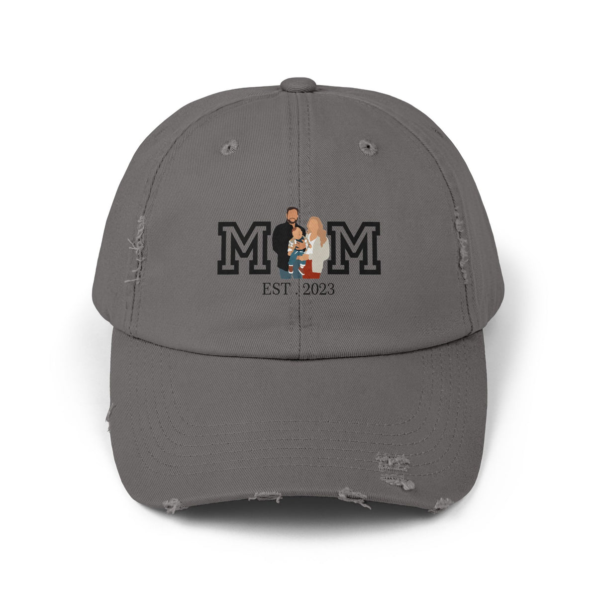 Custom MOM EST Unisex Distressed Cap