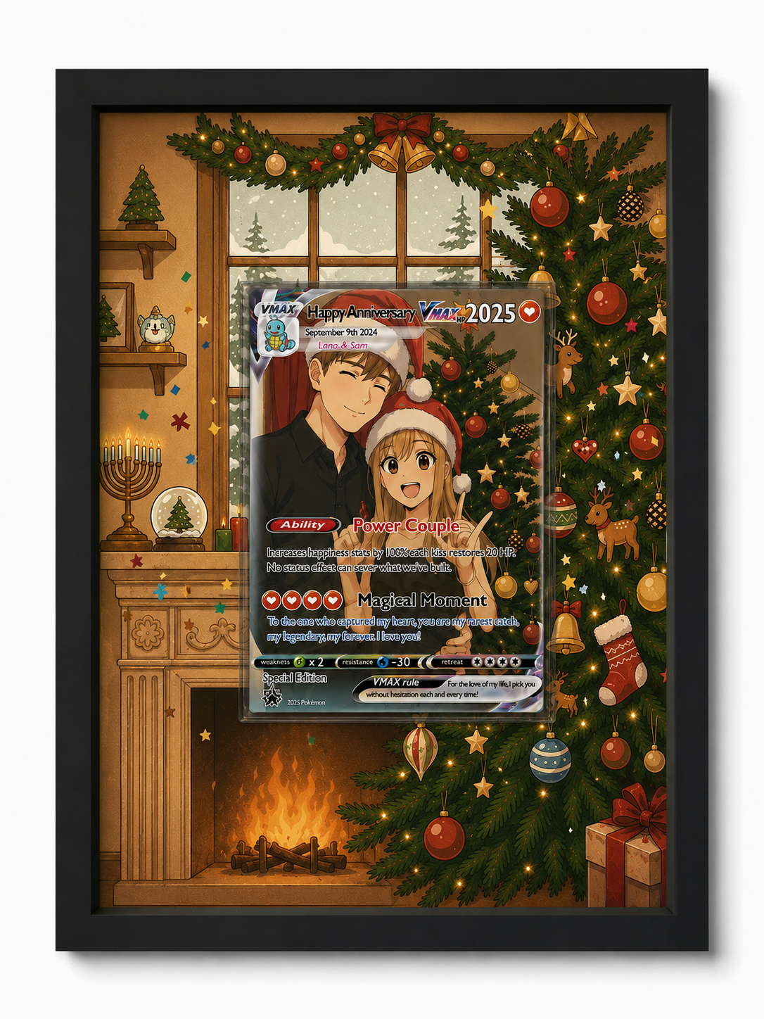 Personalized Pokémon-Inspired Couple Photo Card - Anniversary Edition