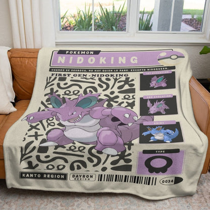 Anime PKM Nidoking Blanket Holiday Gift