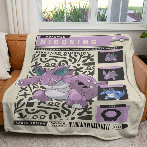Anime PKM Nidoking Blanket Holiday Gift