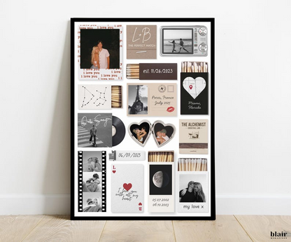 Couple Love Story Matchbook Collage Dopamine Decor - Personalized Blanket - Heartfelt Valentine, Anniversary Gift For Him, For Her