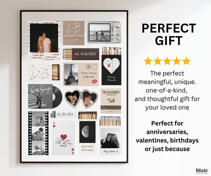 Couple Love Story Matchbook Collage Dopamine Decor - Personalized Blanket - Heartfelt Valentine, Anniversary Gift For Him, For Her