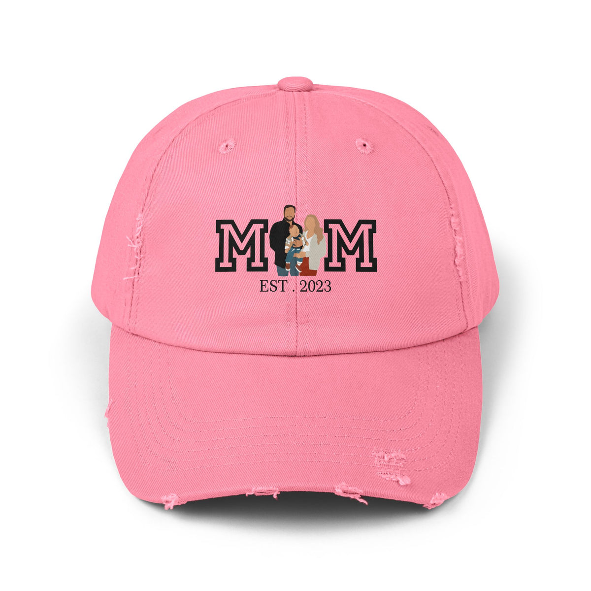 Custom MOM EST Unisex Distressed Cap