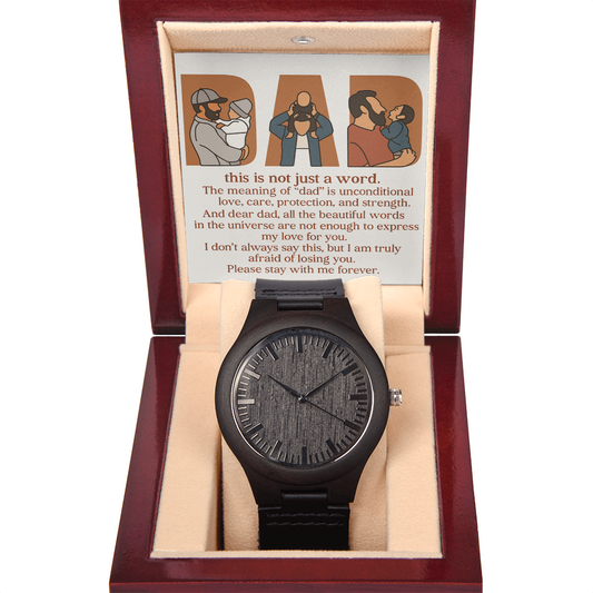 Personalized Wooden Watch with 3 Family Photos for Dad