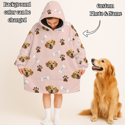 Personalized Pet Photo And Name Oodie Blanket Hoodie