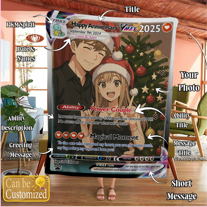 Personalized Pokémon-Inspired Couple Photo Card - Anniversary Edition