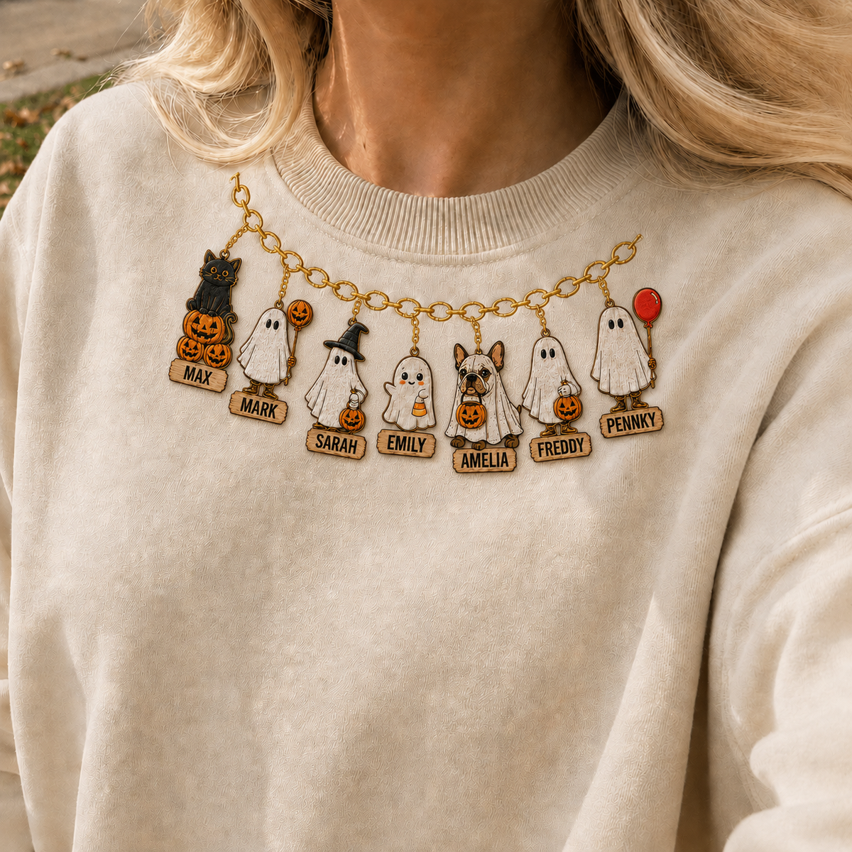 Embroidered Halloween Family Members Spooky Season Sweatshirt