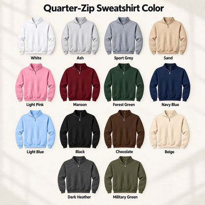 Personalized Embroidered Mom Custom Message On Neck Sweatshirt, Quarter-Zip Sweatshirt