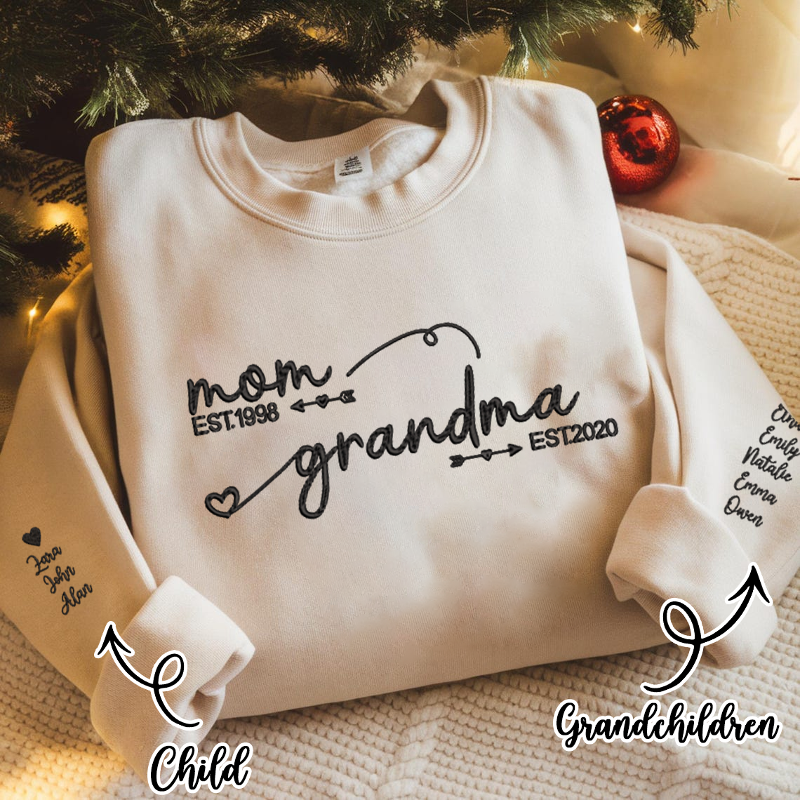 Personalized Embroidered Family Hoodie Sweatshirt T-Shirt Mother's Day Father's Day Christmas Gift