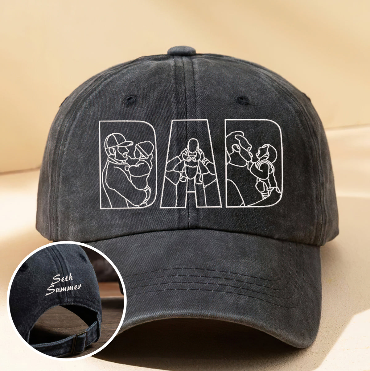 Personalized Embroidered Father's Day Dyed Cap, Gift For Dad, Father's Day Gift