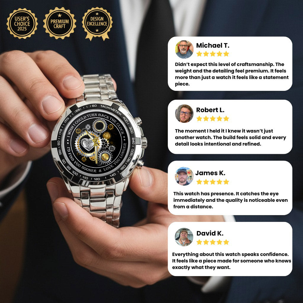 Personalized Silver Gear Heart Watch – Romantic Custom Quote Watch for Husband, Boyfriend, Anniversary & Valentine’s Day