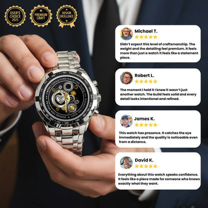 Personalized Silver Gear Heart Watch – Romantic Custom Quote Watch for Husband, Boyfriend, Anniversary & Valentine’s Day