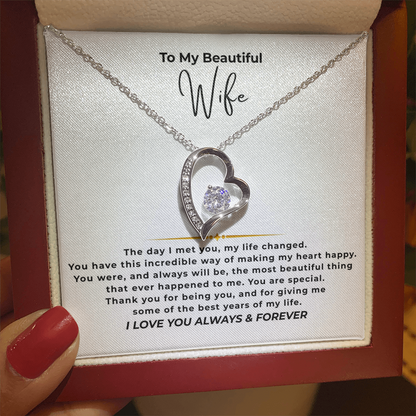 To My Beautiful Wife Interlocking Hearts Necklace