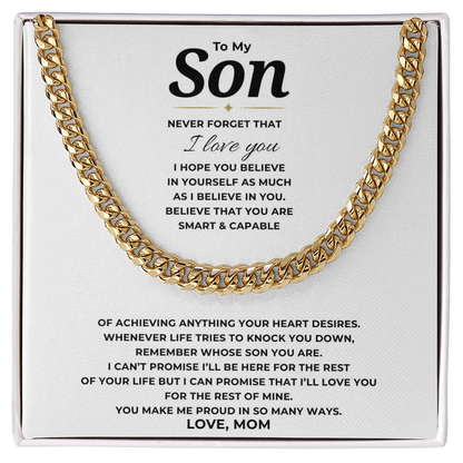 To My Son Cuban Link Chain