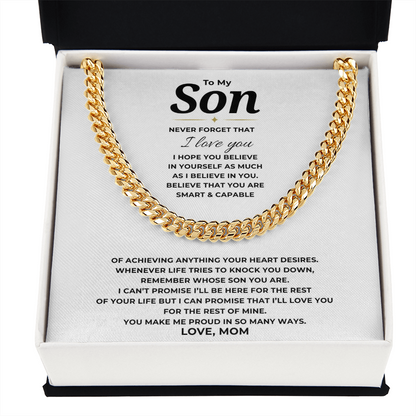 To My Son Cuban Link Chain
