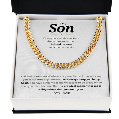 To My Son Cuban Link Chain