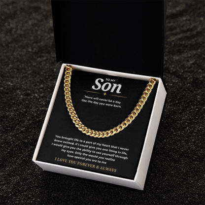 To My Son Cuban Link Chain