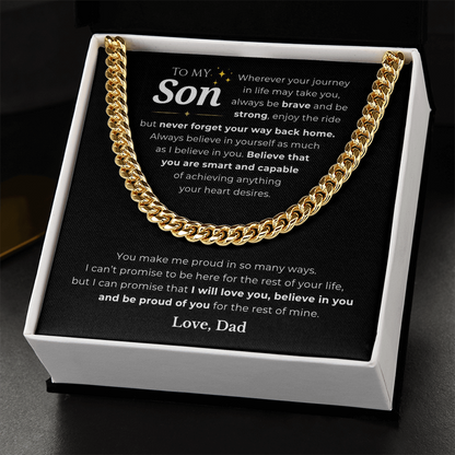 To My Son Cuban Link Chain