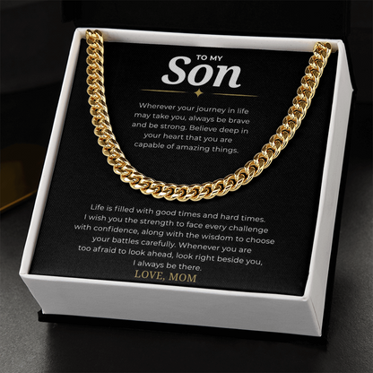 To My Son Cuban Link Chain
