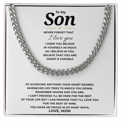 To My Son Cuban Link Chain