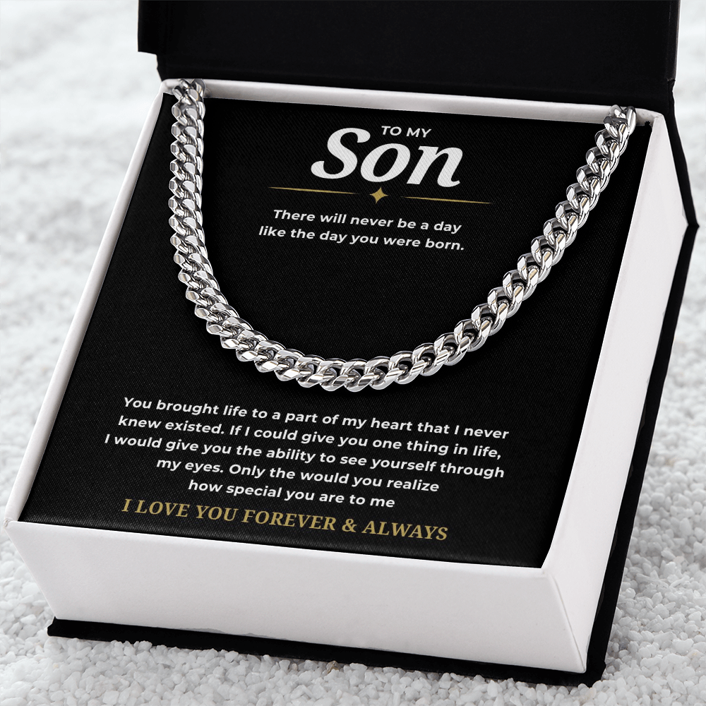 To My Son Cuban Link Chain