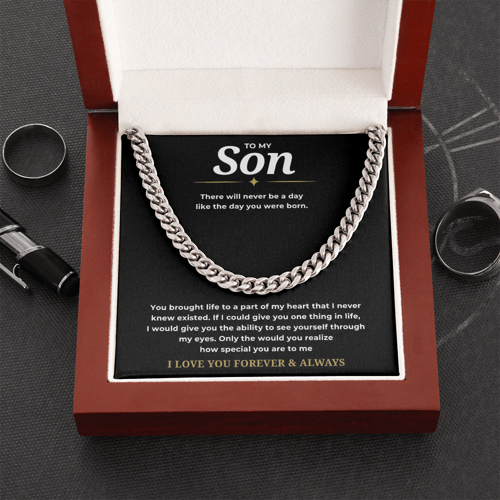 To My Son Cuban Link Chain