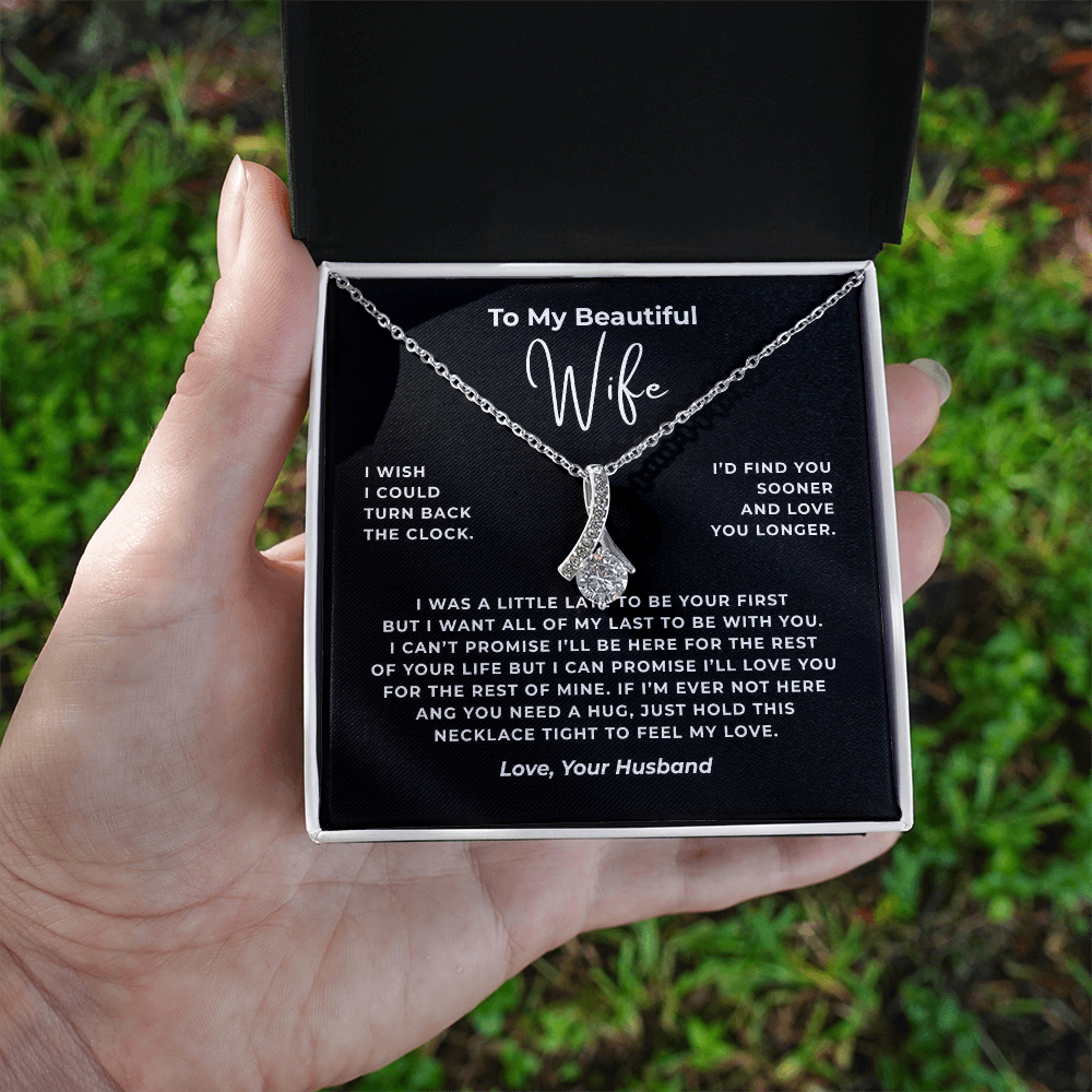 To My Beautiful Wife Interlocking Hearts Necklace
