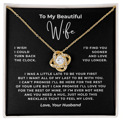 To My Beautiful Wife Interlocking Hearts Necklace