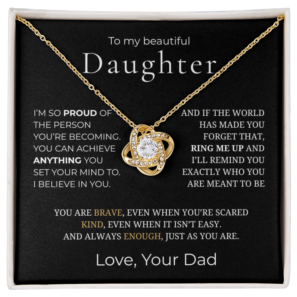 To My Daughter Love Knot Necklace