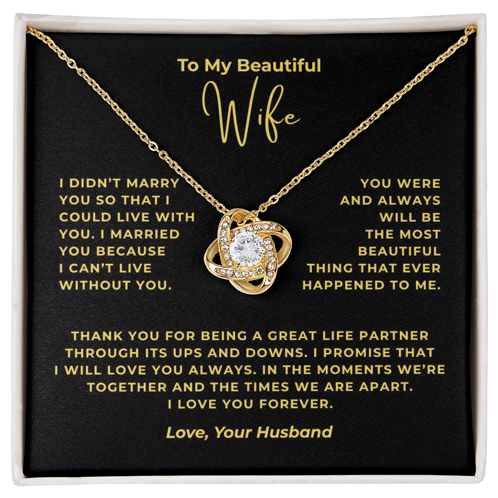 To My Beautiful Wife Interlocking Hearts Necklace