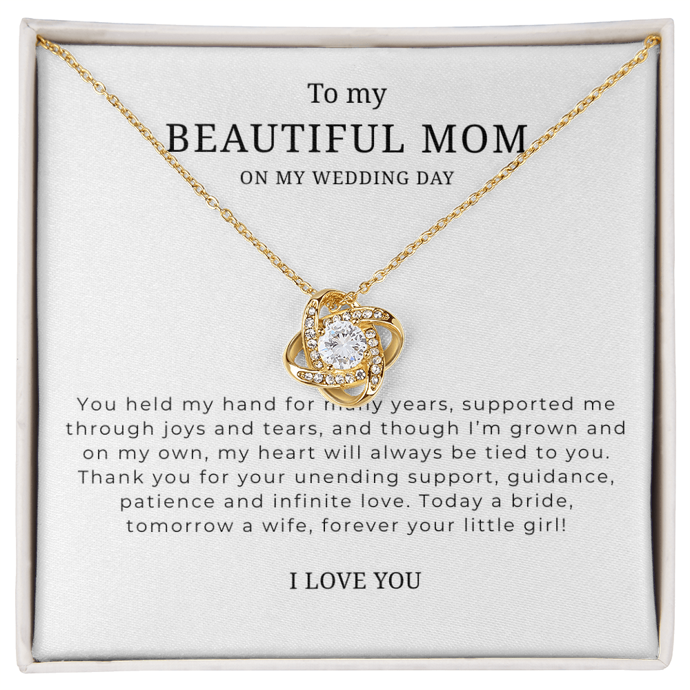 To My Beautiful Mom On My Wedding Day Interlocking Hearts Necklace