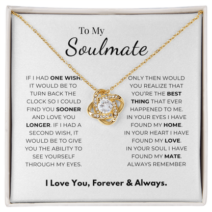 To My Soulmate Love Knot Necklace