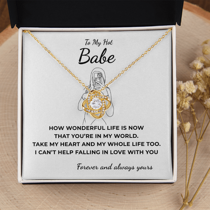 To My Hot Babe Love Knot Necklace