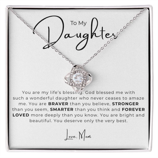 To My Daughter Love Knot Necklace