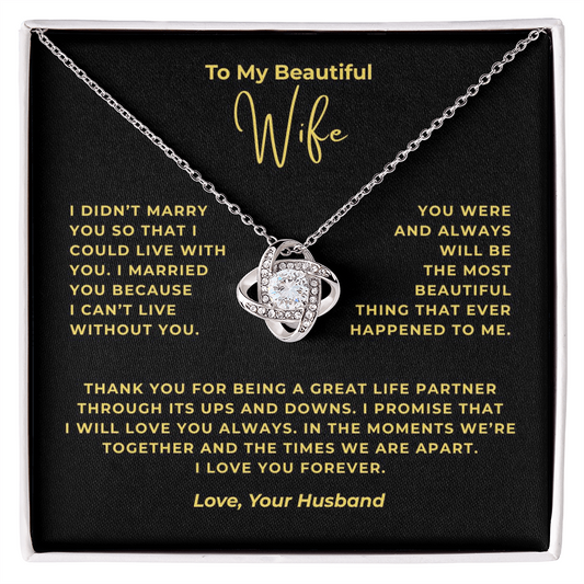 To My Beautiful Wife Interlocking Hearts Necklace